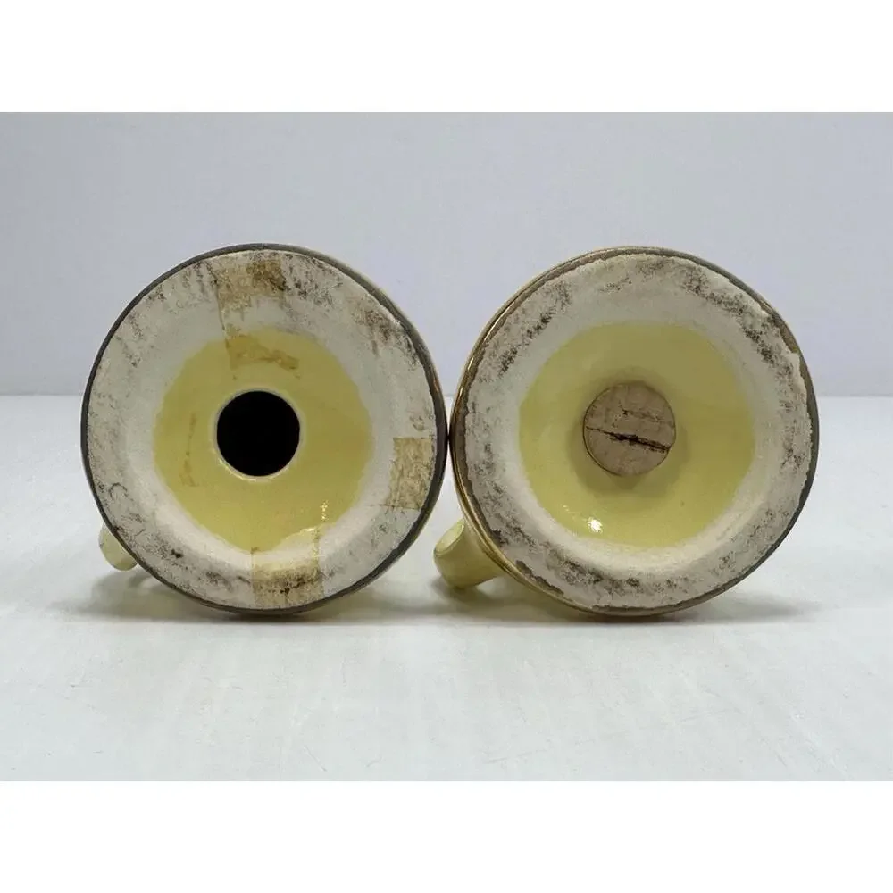 Vintage Salt and Pepper Shakers Christmas Candles Yellow Gold 6